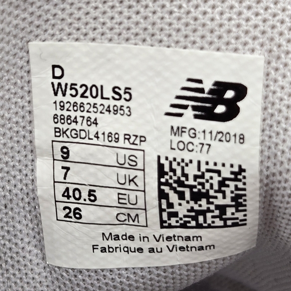 New Balance Woman's 520 V5 W520LS5 Gray Running Shoes Size 9 Wide - Picture 8 of 8